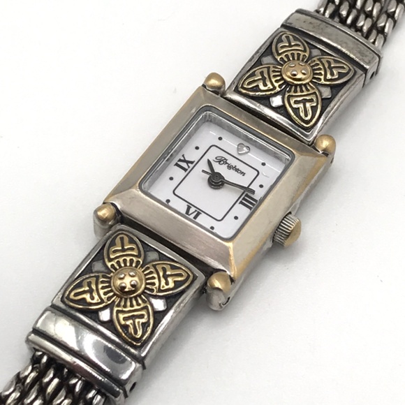 Brighton Watch Monroe Silver & Gold Plate Toggle Clasp Vintage Look New Battery - Picture 4 of 17